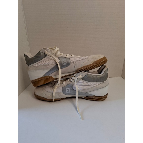 Vintage FootJoy Mens Shoes White Silver Suede 
 Hi Top Sneakers Gum Sole 11.5 main image 3